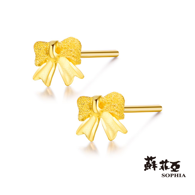 蘇菲亞SOPHIA-GLOVER系列可愛蝴蝶結之二黃金耳環