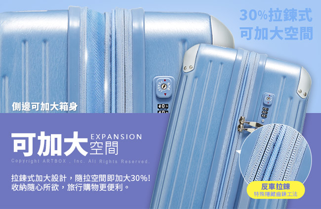 【ARTBOX】粉黛簡藍 25吋拉絲紋海關鎖行李箱(群青藍)