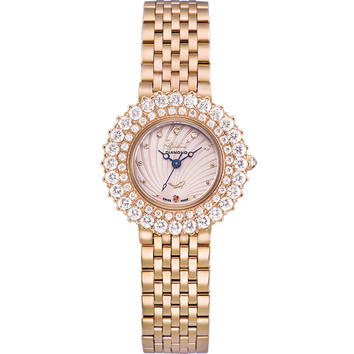 Ogival 愛其華 絢彩珠寶石英腕錶-玫瑰金 380-014DLR