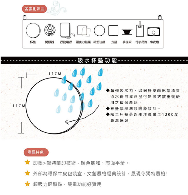 JB Design陶瓷吸水杯墊85_台灣藍版