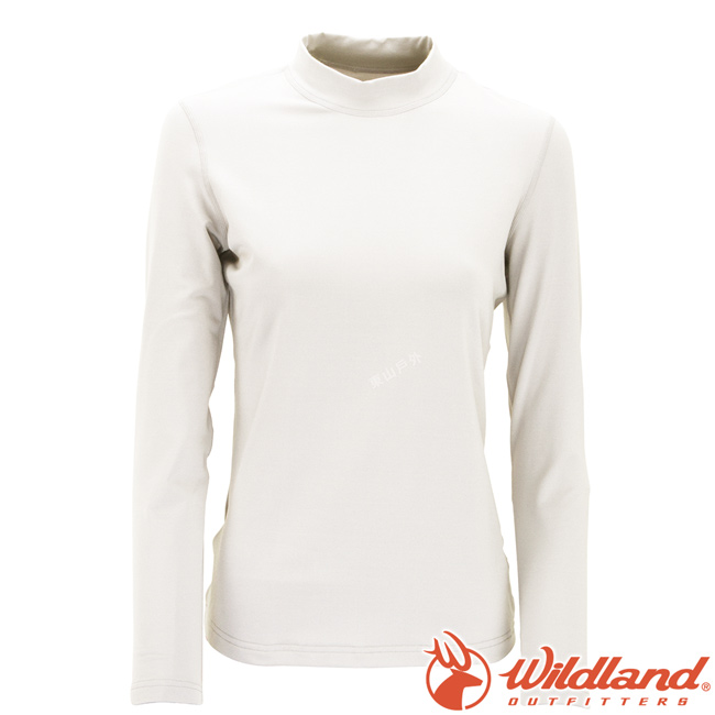 Wildland 荒野 W2651-81米白色 女遠紅外線保暖中領衛生衣