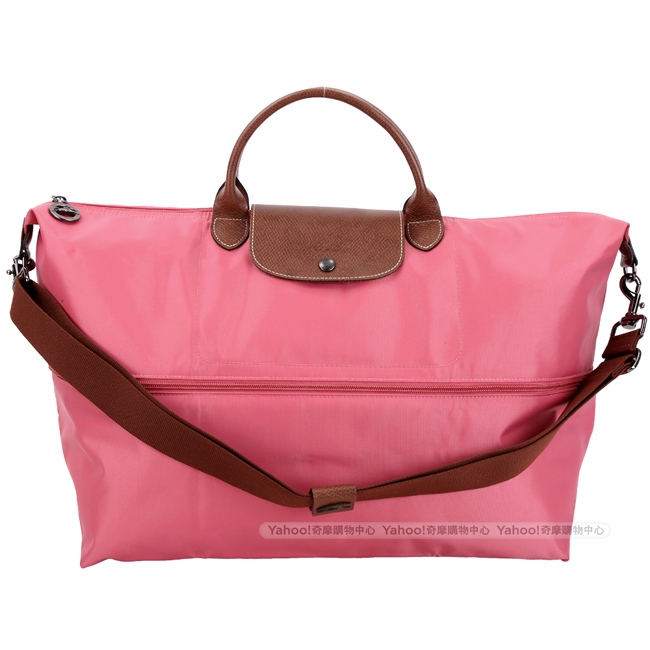 LONGCHAMP Le pliage 拉鍊伸縮尼龍兩用旅行袋(花卉色)