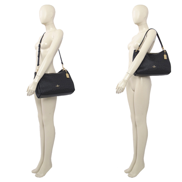 COACH 壓紋小牛皮 / 肩背兩用包(大款/黑色)