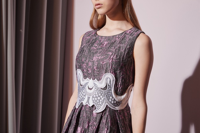 Haute Couture 高定系 精緻3D蕾絲立體提花造型禮服洋裝-藕紫