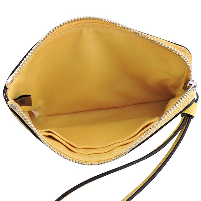 COACH 鵝黃色防刮皮革手拿包