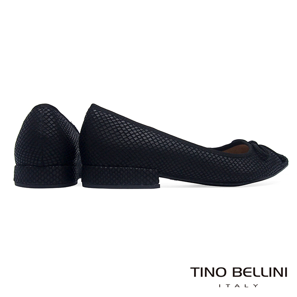 Tino Bellini 幾何格紋小蝴蝶結微跟包鞋 _ 黑