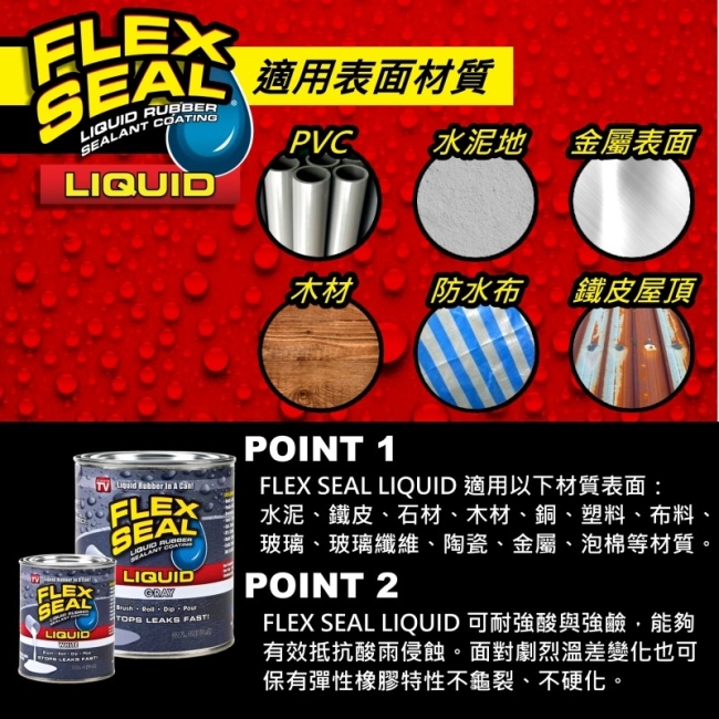 美國FLEX SEAL LIQUID萬用止漏膠(亮黑色/大桶裝)