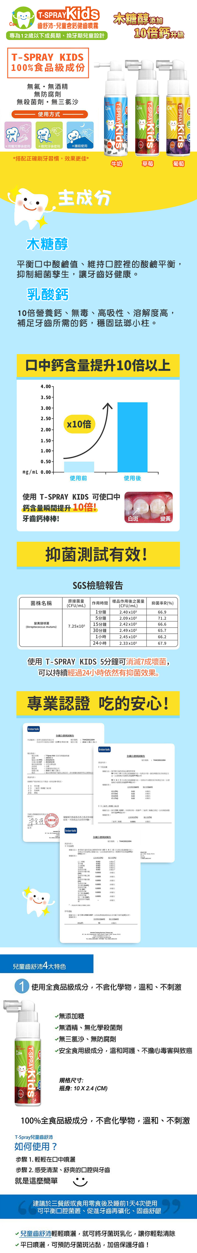 T-SPRAY齒舒沛 兒童含鈣健齒口腔噴霧 - 牛奶 2 瓶組