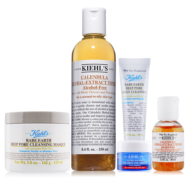 KIEHL S 契爾氏 金盞花毛孔淨緻組[金盞花水+白泥面膜+白泥洗面乳+無油凝凍]