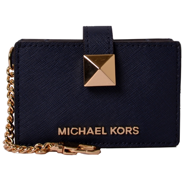 MICHAEL KORS MONEY PIECES經典PVC風琴式吊飾卡片夾-藍