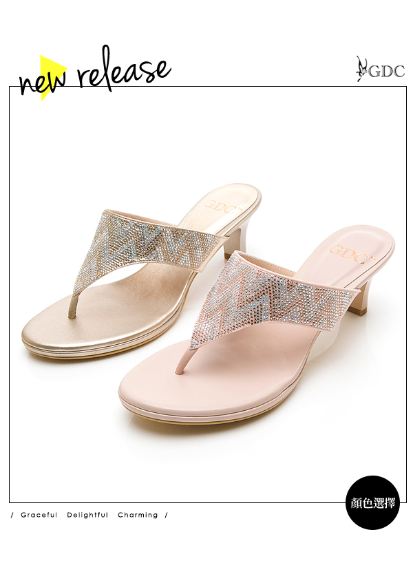 GDC-水鑽民族風高雅訂製款設計感夾腳拖鞋-粉色