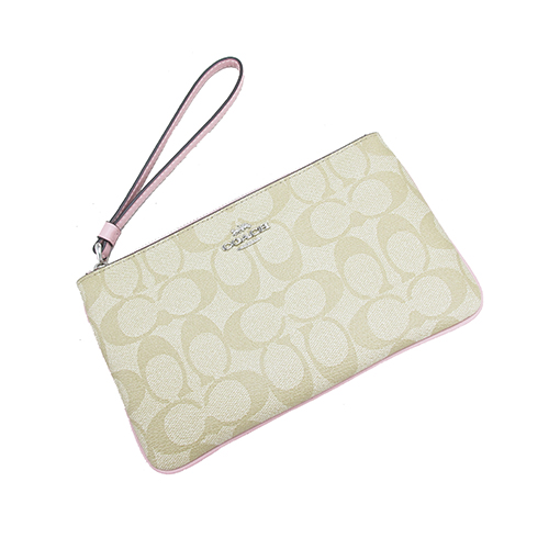 COACH加大版C LOGO PVC手拿包(粉)