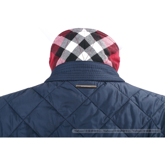 BURBERRY 海軍藍菱格絎縫釦式外套
