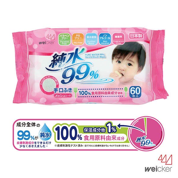 Weicker-純水99%日本製手口專用濕紙巾-60抽36包/箱