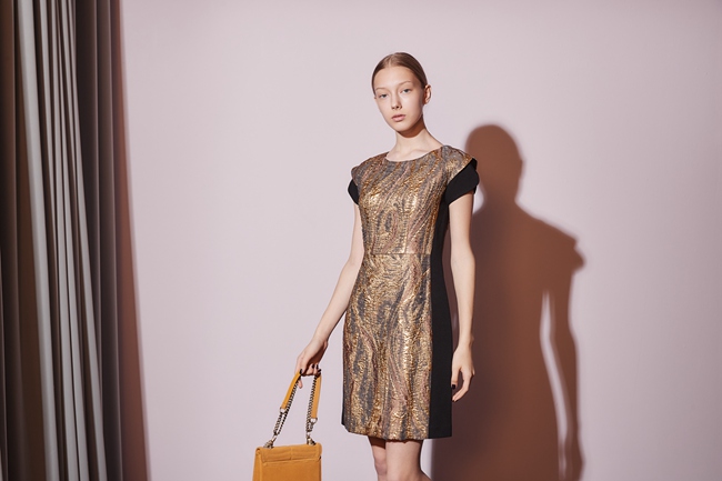Haute Couture 高定系 精緻3D金屬感提花拼接造型禮服洋裝-金