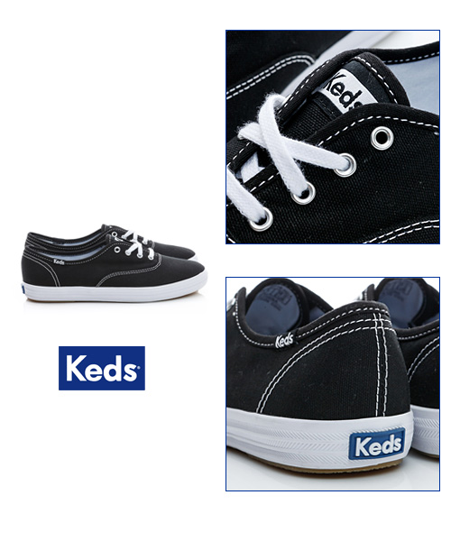 Keds 品牌經典綁帶休閒鞋-黑色