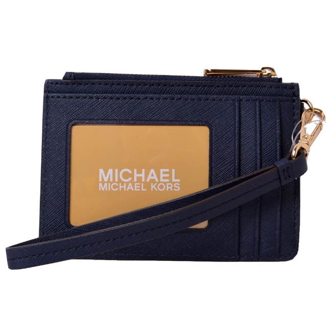 MICHAEL KORS KINSLEY 卡片吊飾零錢包卡夾包-深藍