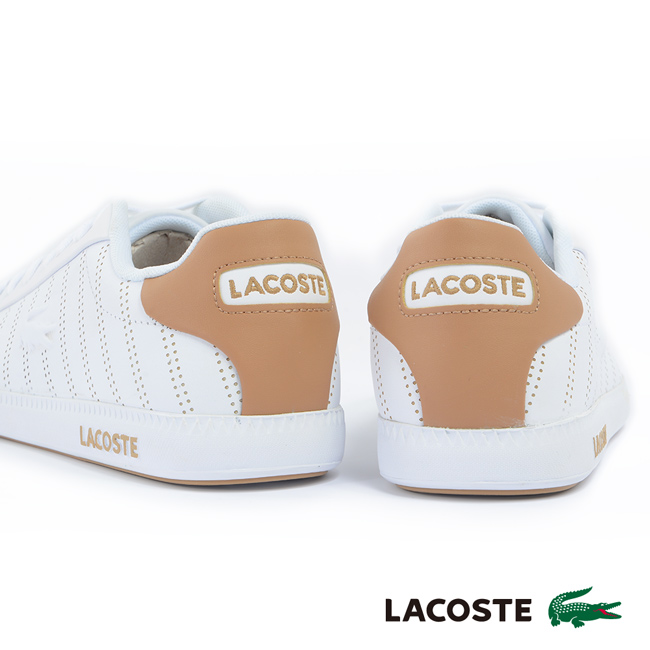 LACOSTE 男用休閒鞋-白/土黃