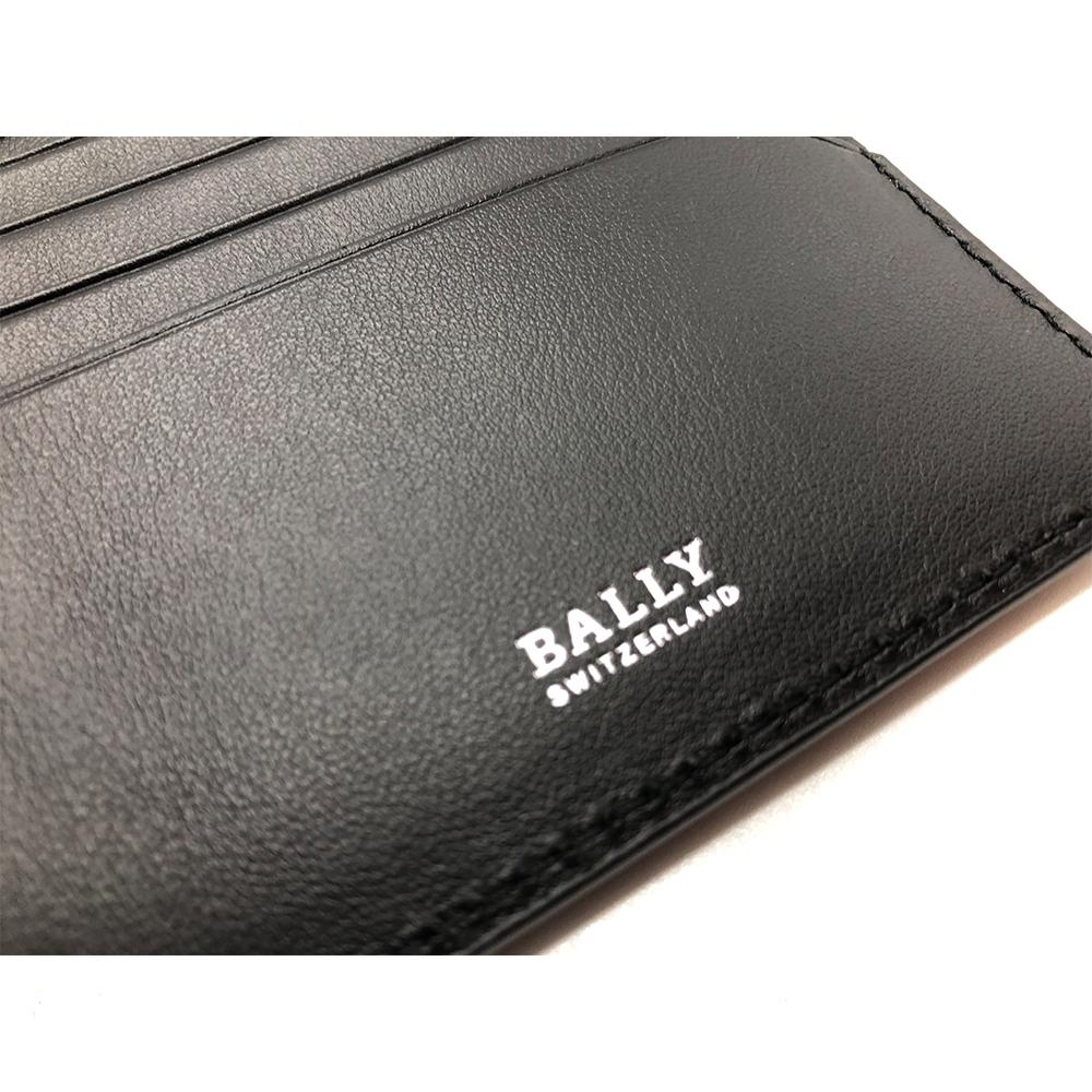 BALLY 紅白紅條紋荔枝牛皮雙層鈔票8卡短夾