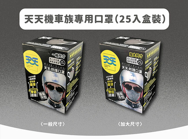 【天天機車族專用口罩】雙倍透氣、廢氣不怕 (25入/盒)