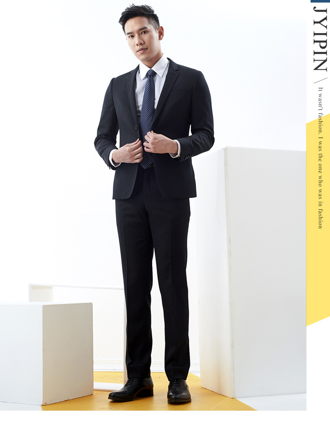 極品西服 時尚紳士簡約俐落窄版款西裝褲_黑(BS752-5)