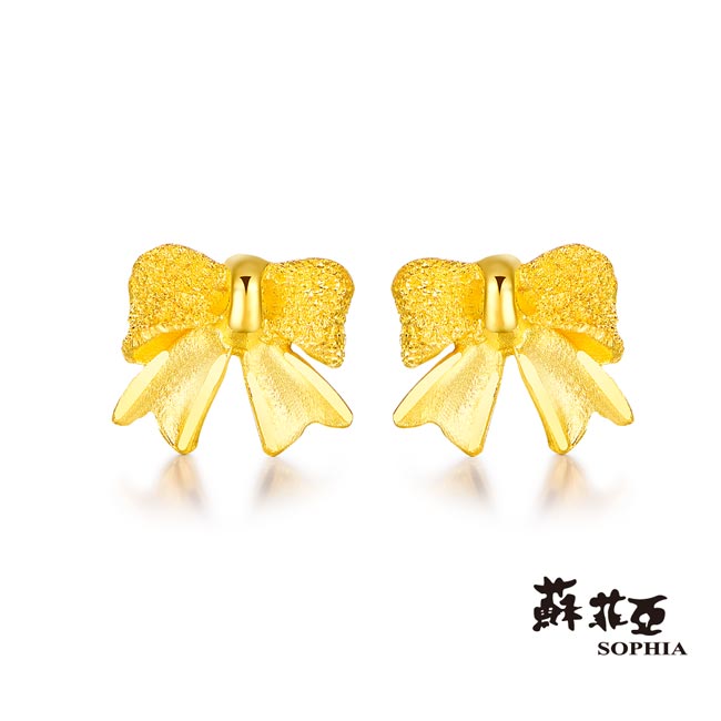 蘇菲亞SOPHIA-GLOVER系列可愛蝴蝶結之二黃金耳環