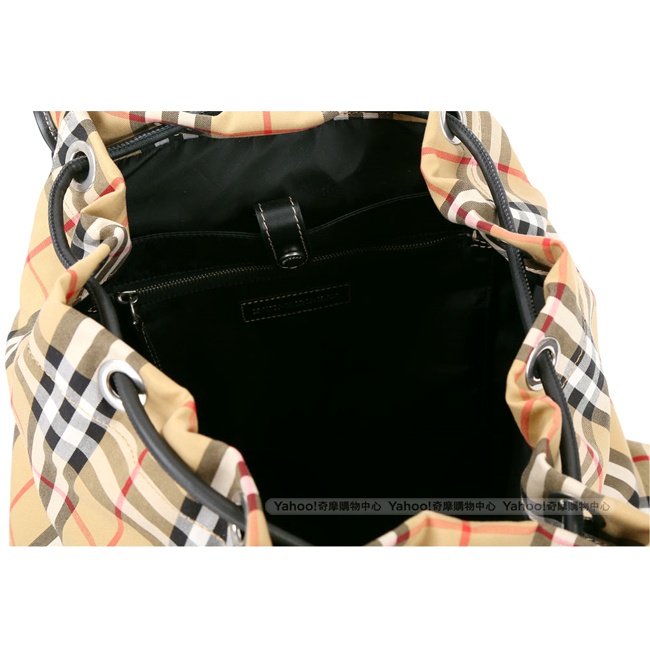 (無卡分期12期)BURBERRY The Rucksack Vintage大型格紋後背包