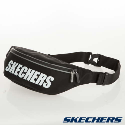 SKECHERS 印字腰包 黑 - SMBUS19D006-BLAK