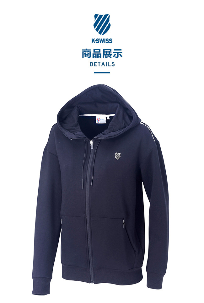 K-SWISS Hooded Sweat Zip up女休閒連帽外套-女-黑