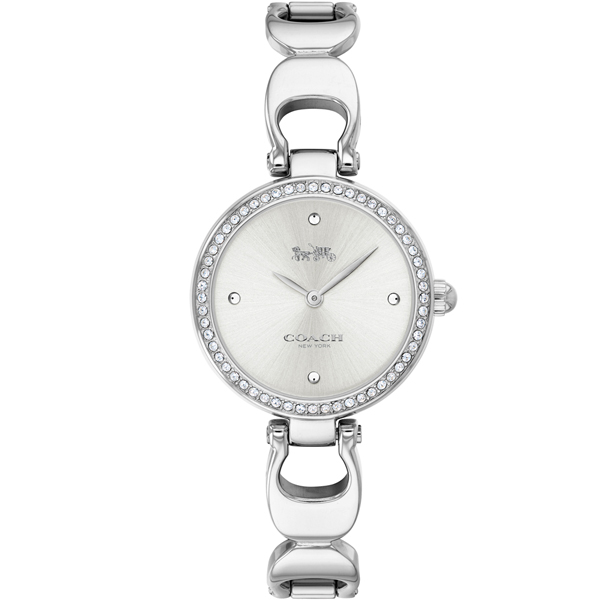 COACH Sig 摯愛coach摩登晶鑽手鍊錶(14503170)-銀/26mm
