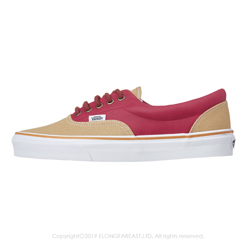 (男)VANS Era 拼接撞色綁帶休閒鞋*卡其紅