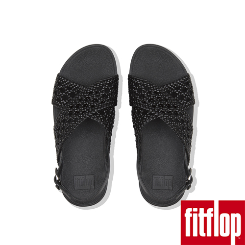 FitFlop LULU編織後帶涼鞋黑色