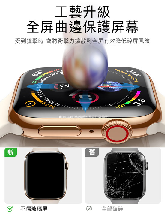 Baseus for Apple Watch Series 4全螢幕曲面玻璃貼