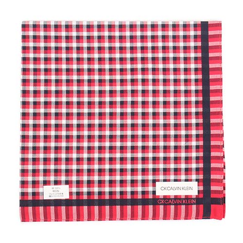 Calvin Klein 格紋紳士純綿帕巾-紅色