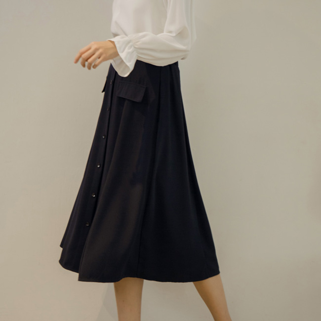 東京著衣 法式甜美前排扣裝飾長裙-S.M(共二色)