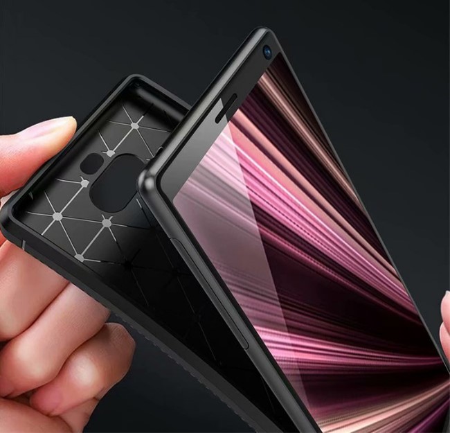 PKG SONY Xperia 10 手機殼時尚碳纖紋路+抗指紋-NEW