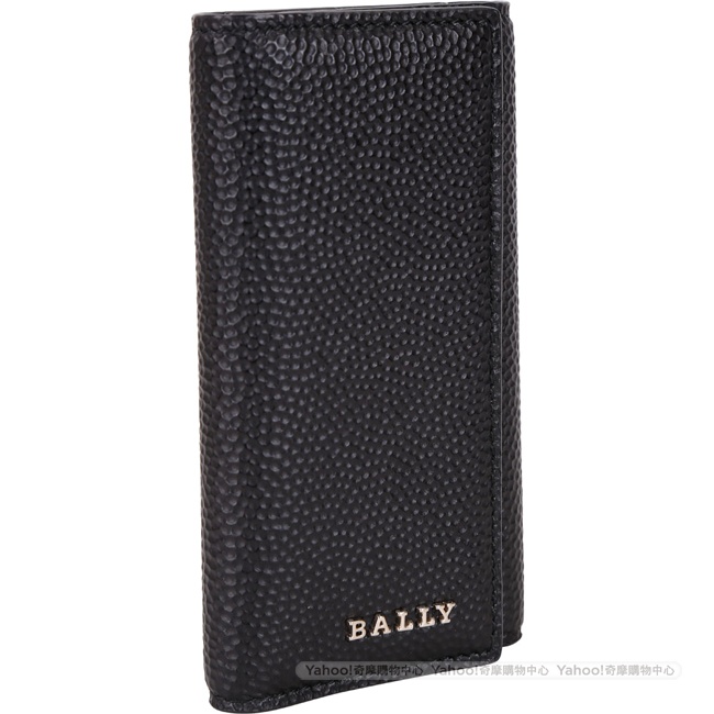 BALLY NANTOS 銀字壓紋小牛皮鑰匙包(黑色)