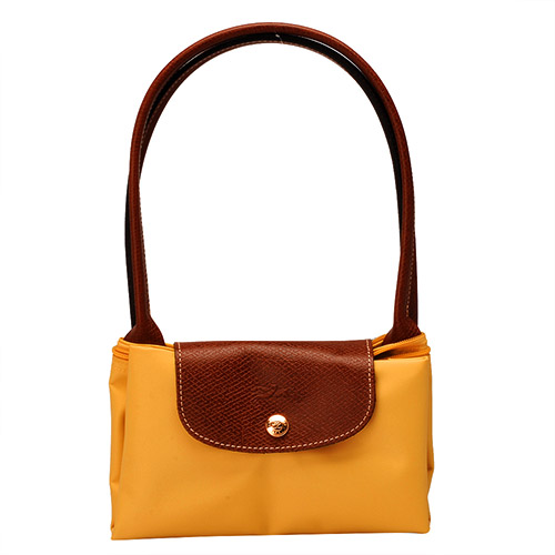 LONGCHAMP 經典 Le Pliage系列摺疊長提把水餃手提包(小-咖哩)