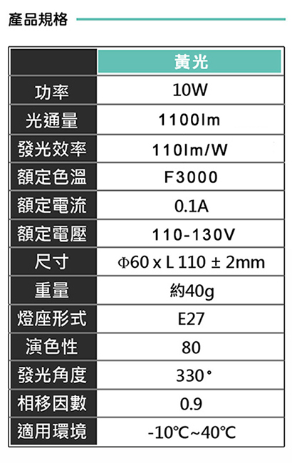 Glolux北美品牌 10W超高亮度LED燈泡(6入)-黃光