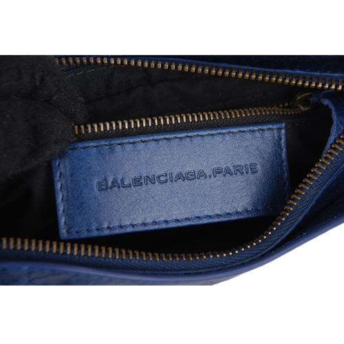 BALENCIAGA 巴黎世家經典機車包造型迷你肩背包(深水藍)