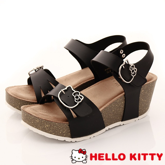 Hello Kitty-休閒厚底涼鞋款-EI18180黑(女段)