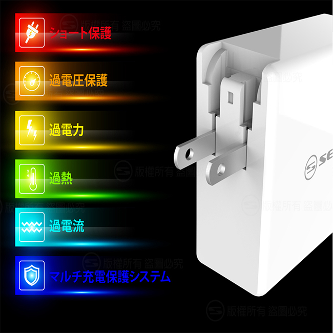 【SEKC】 PD+QC3.0 60W PD牆充充電器(2孔-白)