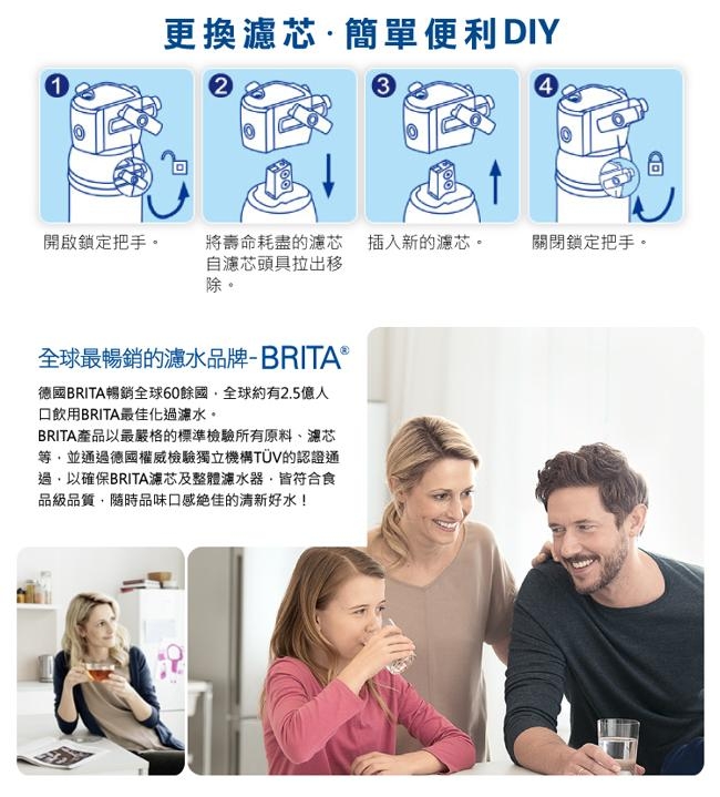 [再送P1000硬水軟化型濾芯2入]BRITA mypure A1長效型櫥下濾水系統(內含1芯)