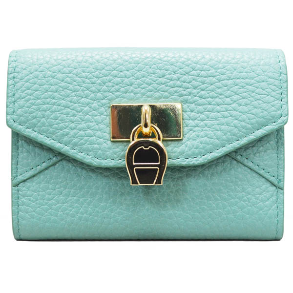 Aigner 艾格納 信封造型名片夾/零錢包-藍綠