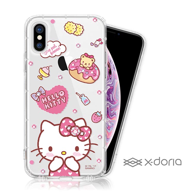 Hello Kitty iPhone Xs Max 彩繪空壓手機鑽殼 - 甜甜圈