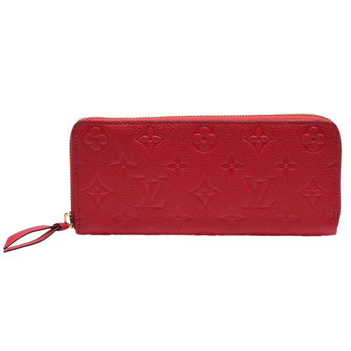 LV M63698 CLEMENCE Monogram Empreinte小牛皮長夾(紅)