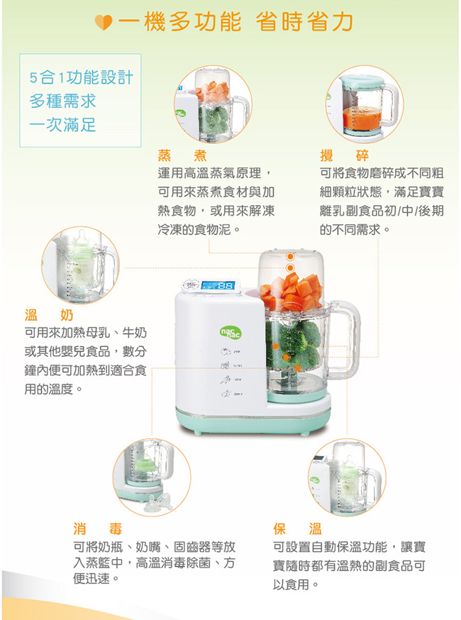 nac nac 副食品調理機優惠組 (副食品調理機+食品儲存盒)