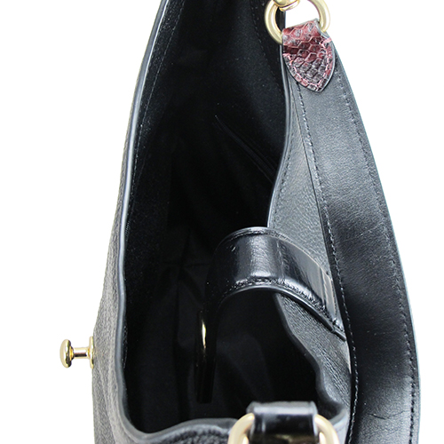 COACH新款開闔獸紋肩背帶側肩包(黑)