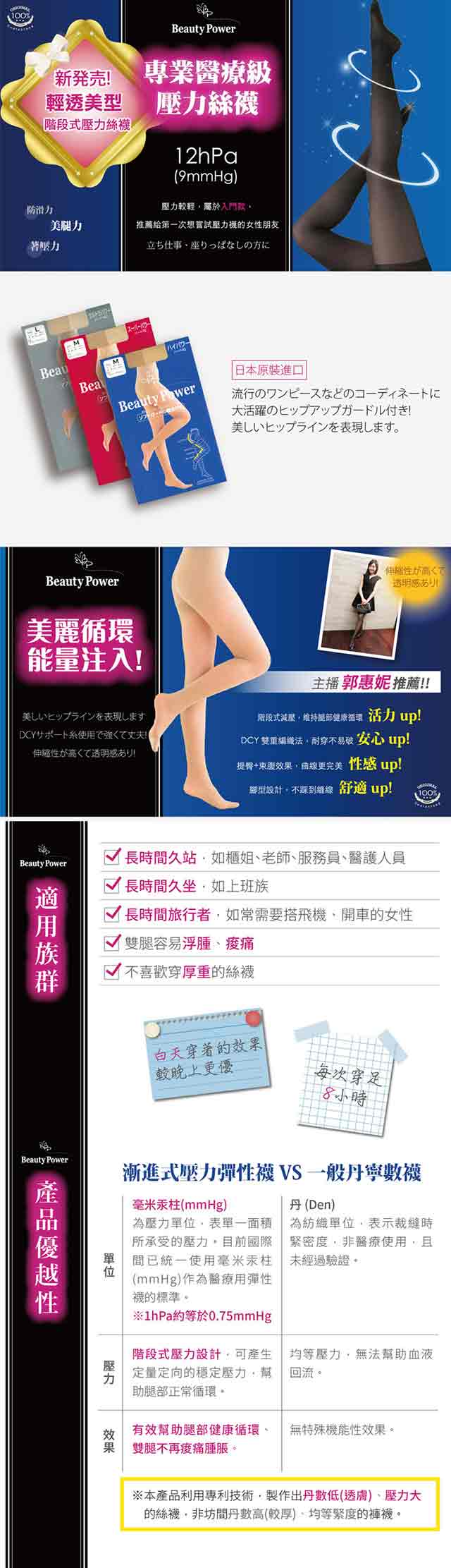 Beauty Power 瑞薇爾 醫用級 壓力絲襪 - 輕壓 40丹12pha