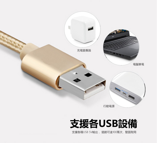 尼龍繩Type-C、Micro USB、lightning 8pin3合1充電線